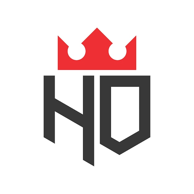 Templata de diseño del logotipo de la corona de la letra HO