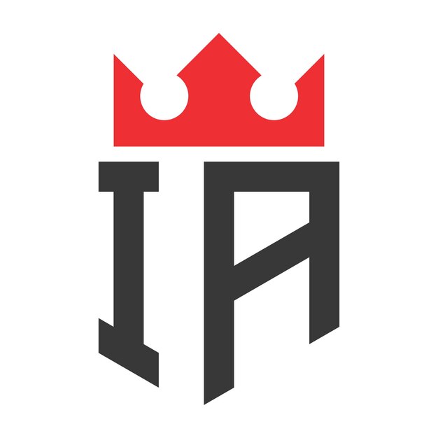 Templata de diseño del logotipo de la corona de la letra IA