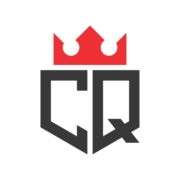 Templata de diseño del logotipo CQ de la corona de la corona en la letra CQ
