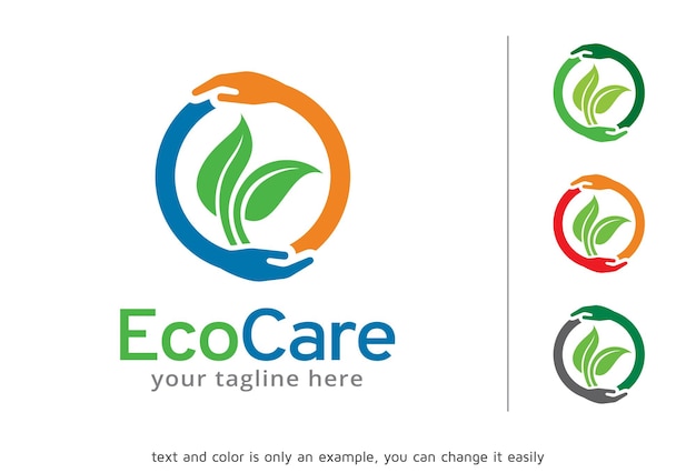 Templata de diseño de logotipo de Eco Care Concepto de diseño de emblema vectorial Símbolo creativo Icono