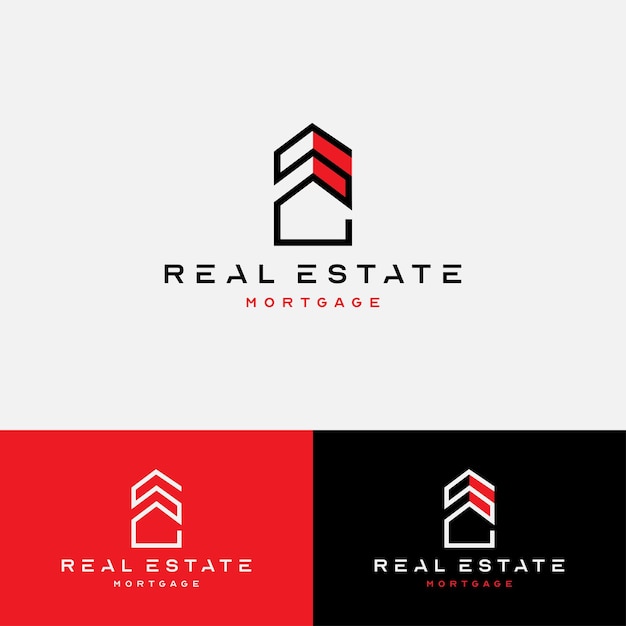 Templata de diseño de logotipo de edificio de arquitectura de construcción de bienes raíces de color rojo