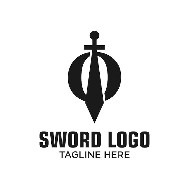 Templata de diseño de logotipo de la espada inspiración letra ilustración vectorial
