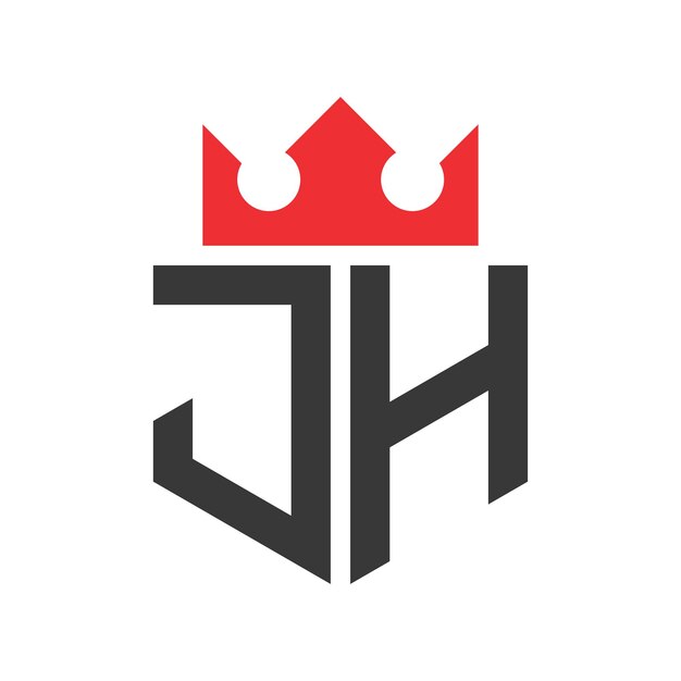 Templata de diseño del logotipo de JH Crown con la letra Corona en la letra JH