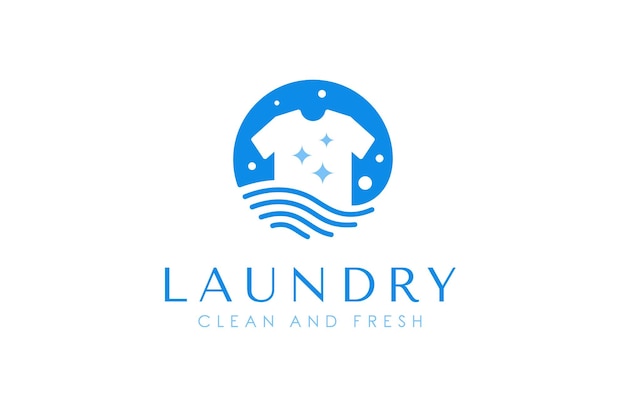 Templata de diseño de logotipo de lavandería simple y creativa Concepto de logotipo para agua para ropa y lavadora