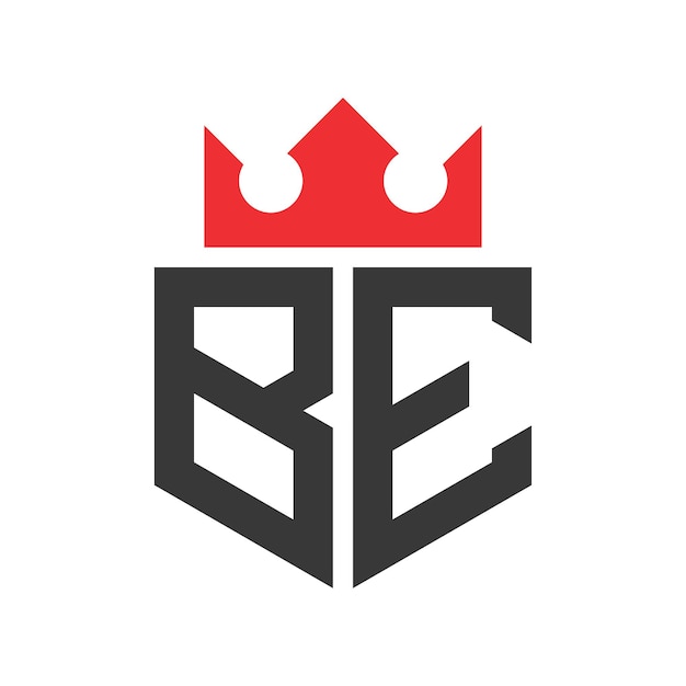Templata de diseño del logotipo de la letra BE Crown
