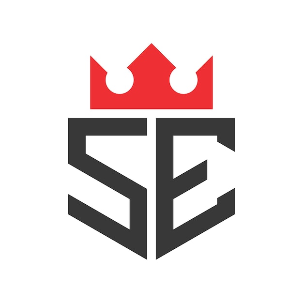 Templata de diseño del logotipo SE de la letra Corona Corona en la letra SE