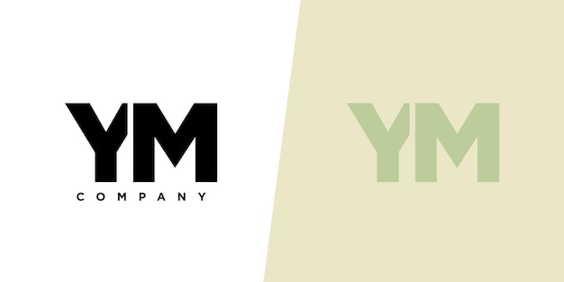 Templata de diseño del logotipo de la letra Y y M Logotipo basado en el monograma inicial mínimo