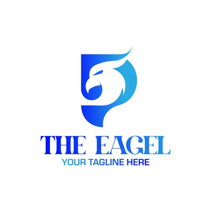 Templata de diseño del logotipo de la letra P con color azul Diseño del logotipo con cabeza de águila de la carta P Águila creativa