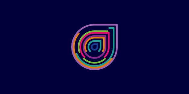 Templata de diseño de logotipo de línea colorida creativa vectorial premium