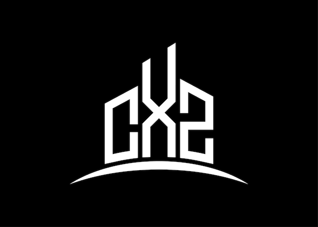 Templata de diseño de logotipo de monograma vectorial de construcción de la letra CXZ Forma del edificio Logotipo CXZ