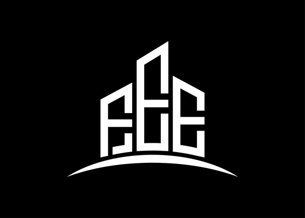 Templata de diseño del logotipo del monograma vectorial de la construcción de la letra FEE Forma de la construcción Logotipo de la FEE