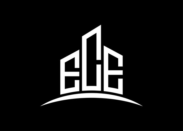 Templata de diseño del logotipo del monograma vectorial de la construcción de letras de la CEE Forma del edificio Logotipo de la CEE