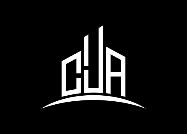 Templata de diseño de logotipo de monograma vectorial de construcción de letras CJA Forma del edificio Logotipo de CJA