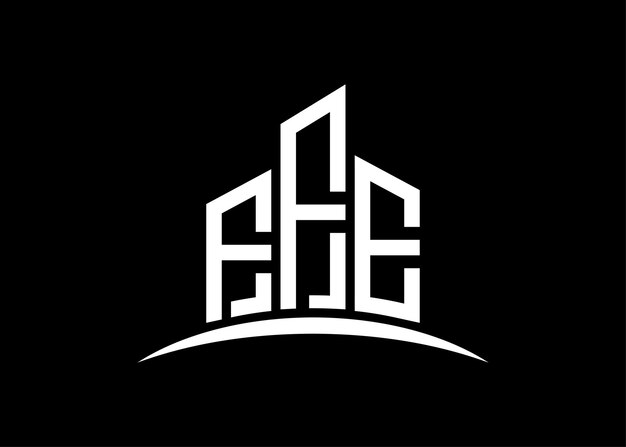 Templata de diseño de logotipo de monograma vectorial de construcción de letras FFE Forma del edificio Logotipo de FFE
