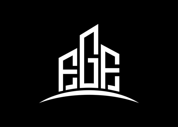Templata de diseño de logotipo de monograma vectorial de construcción de letras FGF Forma del edificio Logotipo de FGF