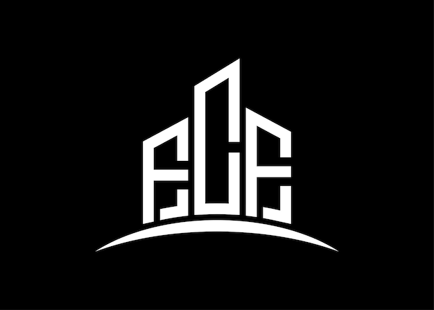 Templata de diseño del logotipo del monograma vectorial del edificio FCF Forma del edificio Logotipo FCF