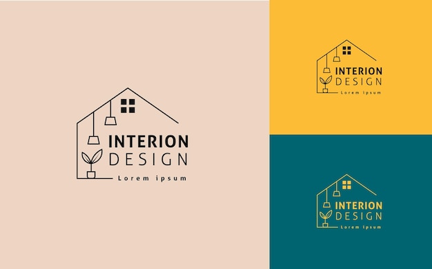 Templata de diseño de logotipo de muebles de interior Decoración del hogar Icono de logotipo con minimalista