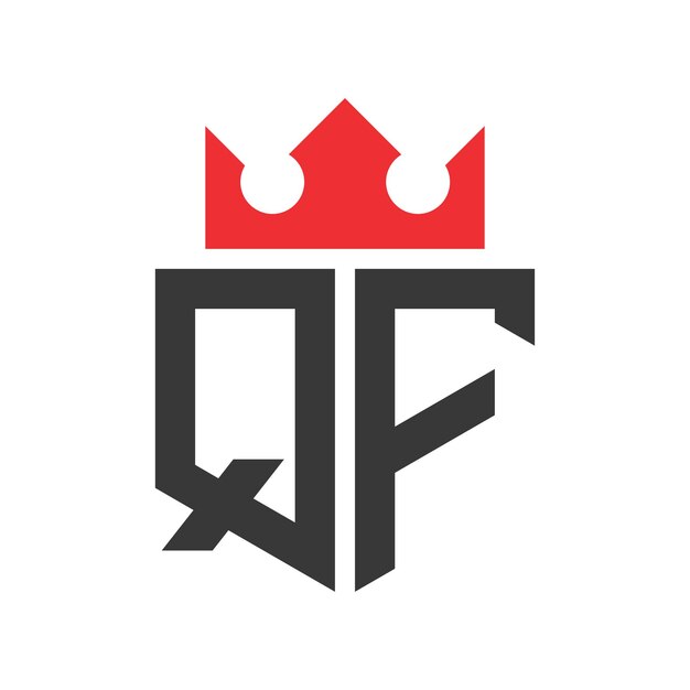 Templata de diseño del logotipo QF de la corona de la corona en la letra QF