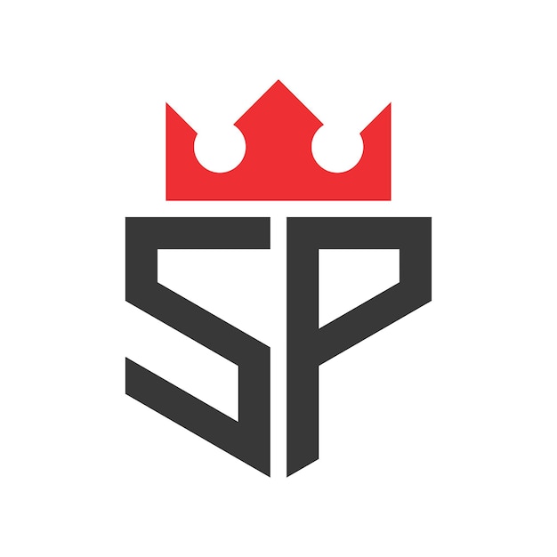 Templata de diseño del logotipo SP de la letra Corona Corona en la letra SP