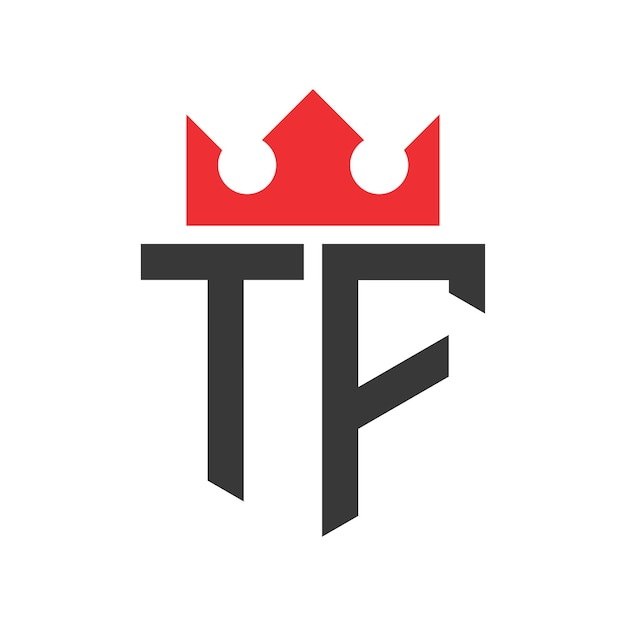 Templata de diseño del logotipo TF de la letra Corona Corona en la letra TF