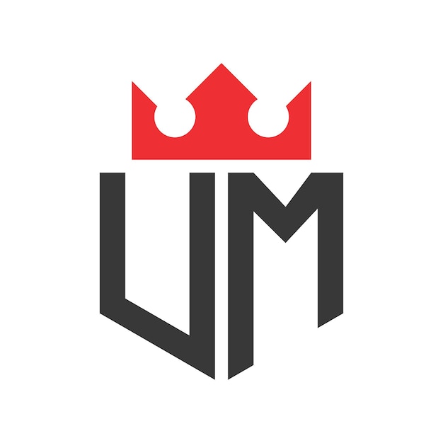 Templata de diseño del logotipo de UM con la letra Corona Corona en la letra UM