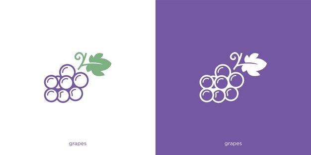 Templata de diseño de logotipo de uvas Fruta de uva Logotipo fresco Icono Símbolo Diseño vectorial Ilustración