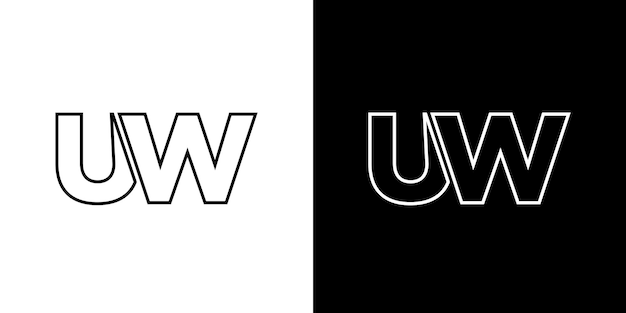 Templata de diseño del logotipo UW con las letras U y W Logotipo basado en el monograma inicial mínimo