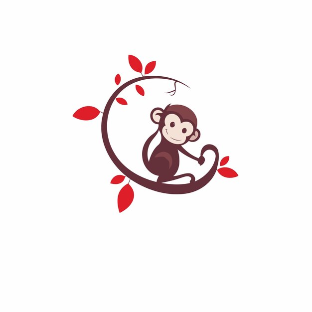 Vector templata de diseño de logotipo vectorial de mono lindo diseño de logotipo vectorio de mono