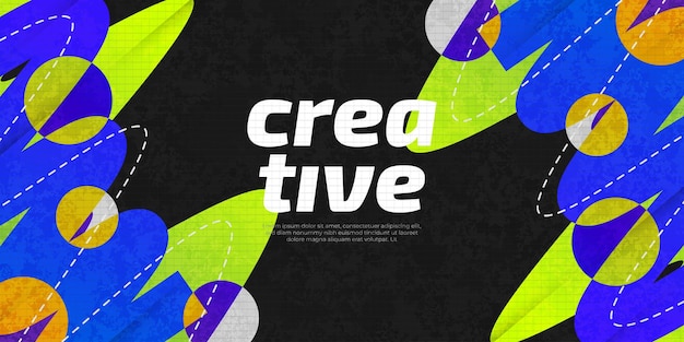 Templata de diseño de portada o pancarta geométrica abstracta y creativa con formas dinámicas y efectos de textura para publicidad o promoción