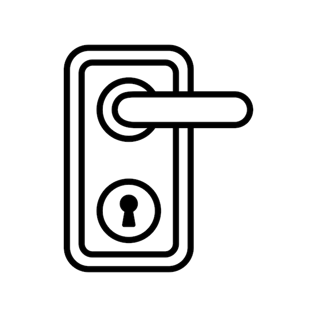 Templata de diseño vectorial de la manija de la puerta y el bloqueo del icono de la puerta simple y limpia