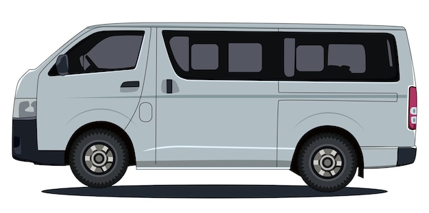Templata de diseño vectorial de microbus vista lateral Fondo blanco
