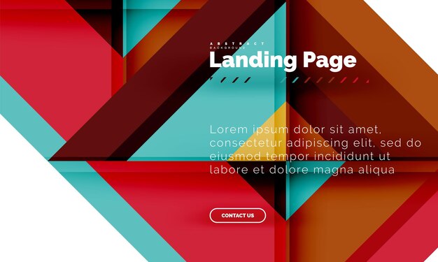 Templata de diseño web de página de aterrizaje de fondo abstracto de forma cuadrada