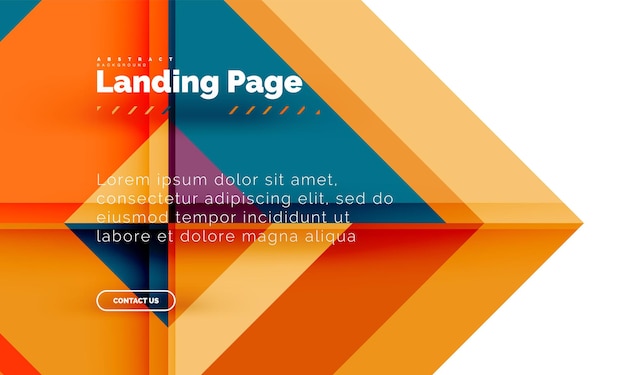 Templata de diseño web de página de aterrizaje de fondo abstracto de forma cuadrada
