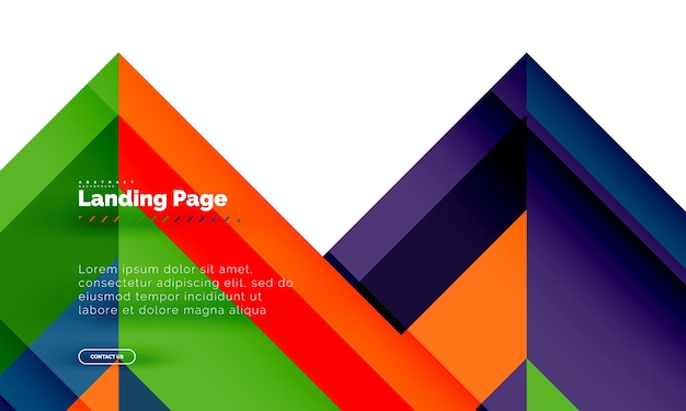 Templata de diseño web de página de aterrizaje de fondo abstracto de forma cuadrada