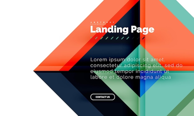 Templata de diseño web de página de aterrizaje de fondo abstracto de forma cuadrada