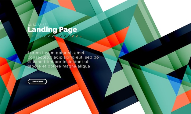 Templata de diseño web de página de aterrizaje de fondo abstracto de forma cuadrada
