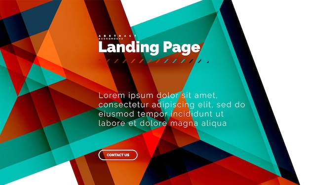 Templata de diseño web de página de aterrizaje de fondo abstracto de forma cuadrada