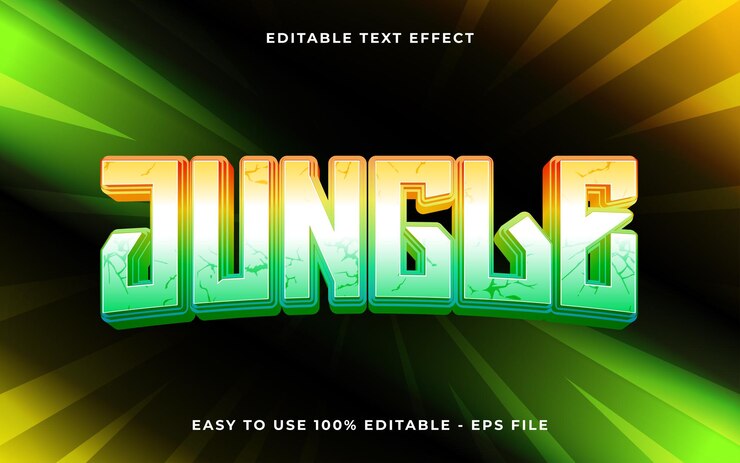 Vector templata de efecto de estilo de texto aterrador de gradiente de selva 3d efecto de texto editable