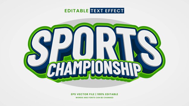 Templata de efecto de estilo de texto editable de campeonato deportivo en 3D