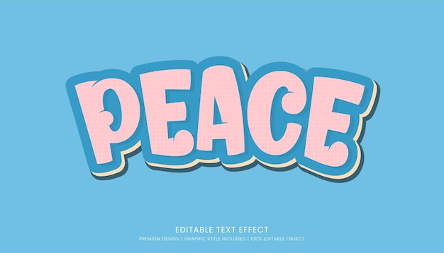 Templata de efecto de texto 3D editable tipografía en negrita y estilo abstracto de bebidas de paz logotipo y marca
