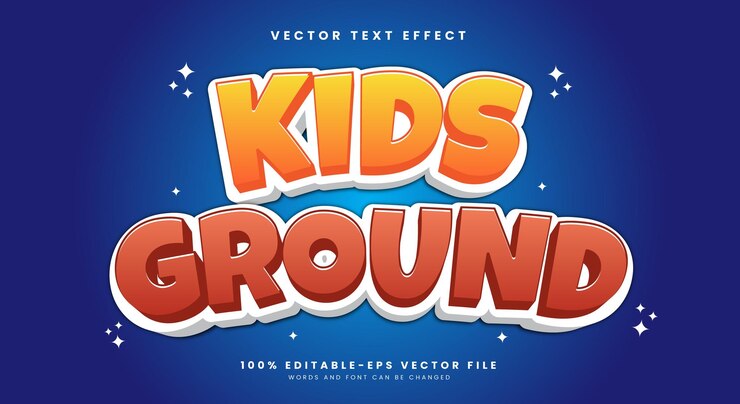 Vector templata de efecto de texto editable en estilo de dibujos animados 3d para niños