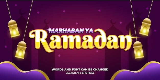 Templata de efectos de texto editable de Ramadan Kareem de oro