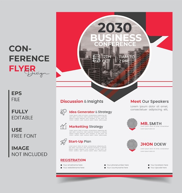 Templata de folleto de conferencia de negocios diseño de cartel de webinar de negocios