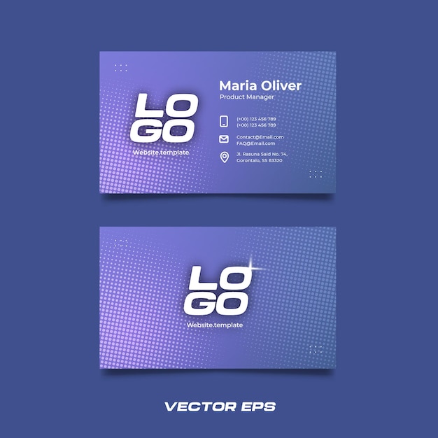 Templata de gradiente violeta azul vibrante para tarjetas de visita editables premium