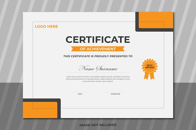 Templata gratuita de certificado de logro vintage de diseño profesional vectorial en azul.