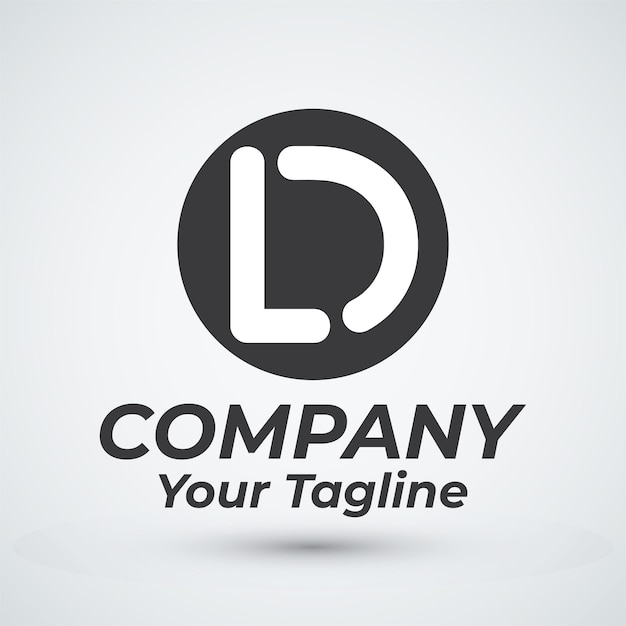 Templata de icona plana de la ilustración del diseño del logotipo de la letra L D