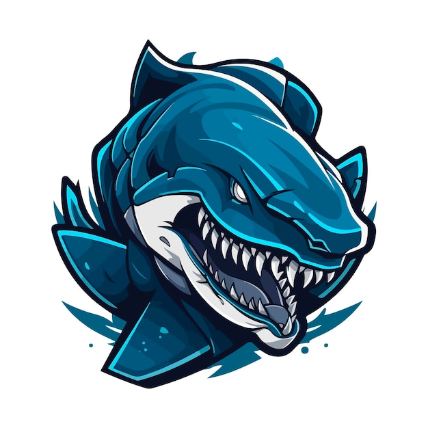 Templata de logotipo de la mascota vectorial de juegos de esports de tiburones agresivos