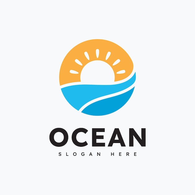 Templata de logotipo Ocean Wave Vector Ocean diseño de logotipo simple y moderno