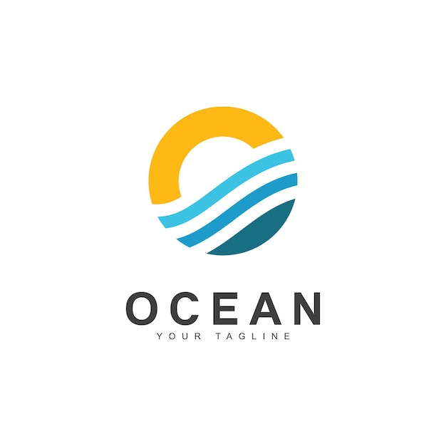 Templata de logotipo Ocean Wave Vector Ocean diseño de logotipo simple y moderno