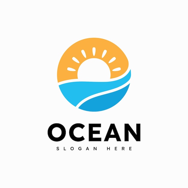 Templata de logotipo Ocean Wave Vector Ocean diseño de logotipo simple y moderno